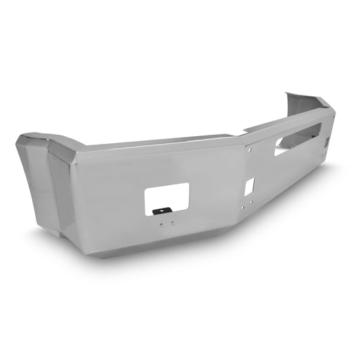 Side - 18 inches chrome bumper fits Kenworth T800 2004-2012, Aerodynamic, with Grille Insert, Tow and Fog Light Holes