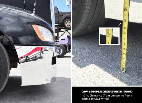 20” Chrome Bumper (Kenworth T660) W/ Air Vent, Tow, 10 Hidden Light Holes & Fog Light Holes