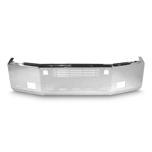20” Chrome Bumper (Kenworth T800 2003-1986) Aero, W/ Grille Installed, Tow hole, Fog hole & 9 Hidden Light Holes