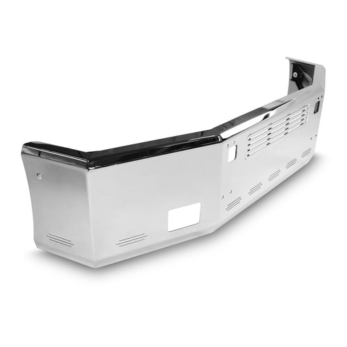 20” Chrome Bumper (Kenworth T800 2003-1986) Aero, W/ Grille Installed, Tow hole, Fog hole & 9 Hidden Light Holes