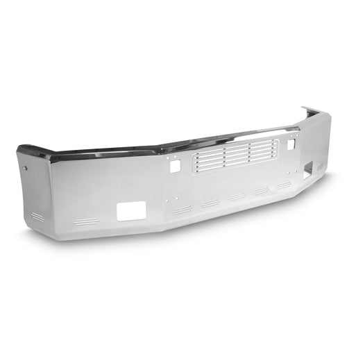 20” Chrome Bumper (Kenworth T800 2003-1986) Aero, W/ Grille Installed, Tow hole, Fog hole & 9 Hidden Light Holes