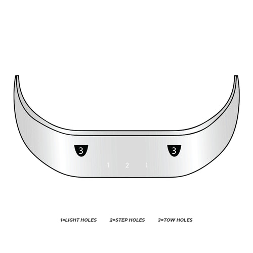 16” Bumper (Mack Vision CX613 2001-2004) W/ Step, Tow & Fog Light Holes. Distance Between Brackets (41 5/8”)