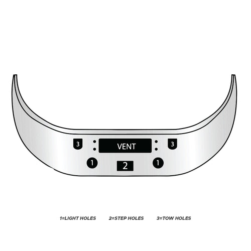 16" Bumper Chrome (Mack Vision CX613 & Pinnacle 2008 & Newer) W/ Setback Axle, Step, Tow & Fog Light Holes