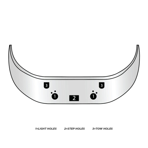 16” Chrome Bumper (Mack Vision CNX 613 2005-2007) W/ Step, Tow & Fog Light Holes