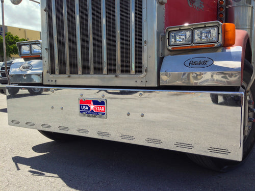 20” Chrome Bumper (Peterbilt 378, 379 Series) W/ Box End, Tow & 10 Hidden Lights