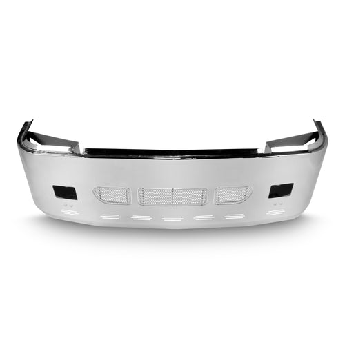 22” Chrome Bumper (Peterbilt 387 2002+) W/ Aero, Air Vents, Fog & 9 Hidden Light Holes