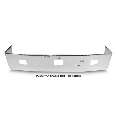 18” Chrome Bumper (Peterbilt 377) "L" Bolt Pattern, Tow & Fog Light Holes