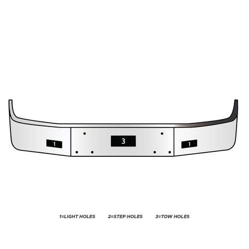 16” Bumper ( Peterbilt 377 ) Set Forward Axle, W/ Fog Light Hole & Tow Holes
