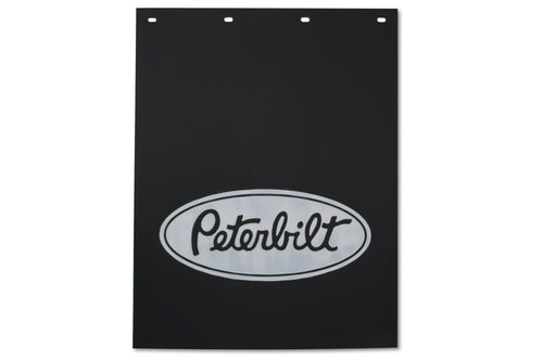 Mud Flap 24” X 30”, 3/16'', Polypro,  Black W/ White Logo fits Peterbilt