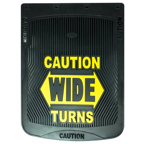 Mud Flap Set 24" X 30" Caution Wide Turns (Pair)