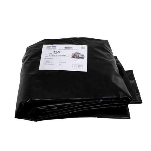 Asphalt Tarp 7'-6' FT  Wide X  18FT Long With 1 FT Flaps  on Each Side  (9'-6" FT Total  Wide), Includes Shock Cords / Bungees Black 18OZ VINYL