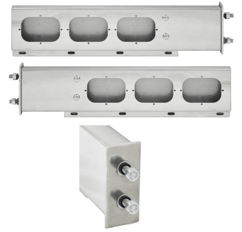 Mud Flap Hanger Set - With Rectangular Light Holes, Stainless Steel