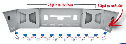 Pigtail 3 Prong Connector Set Of 11, With (2) 24” Cables On Ends And (9) 12” Cables In Center