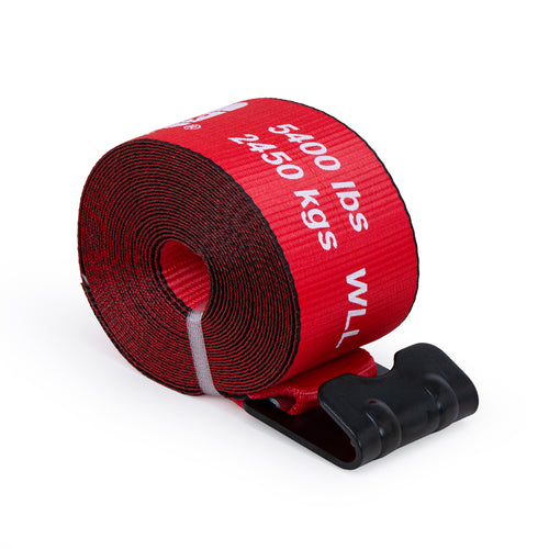 4”X 30' Winch Strap with Flat Hook, Color Red