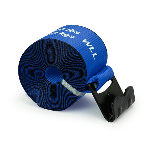 4”X 30' Winch Strap with Flat Hook, Color Blue