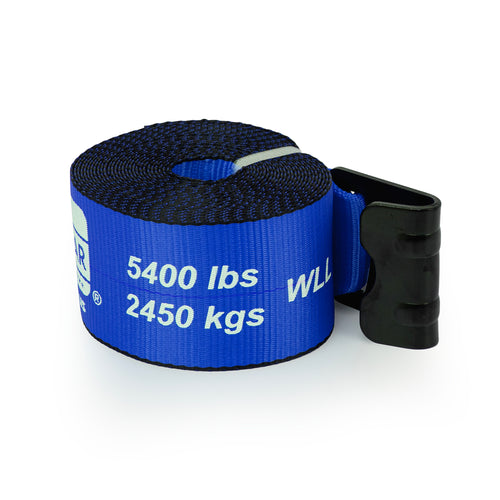 4”X 30' Winch Strap with Flat Hook, Color Blue