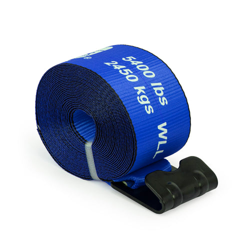 4”X 30' Winch Strap with Flat Hook, Color Blue