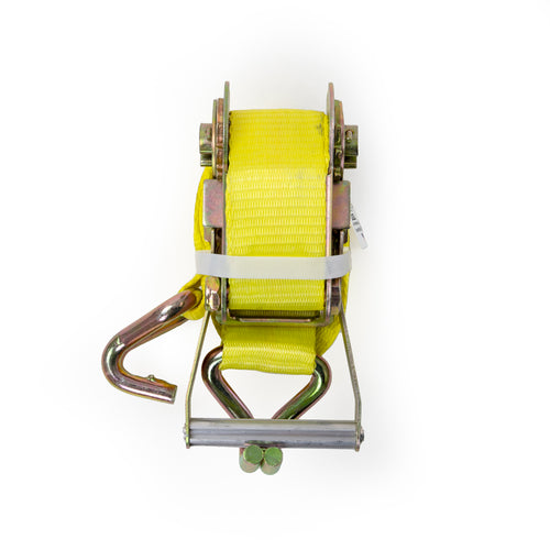 2" x 15" Yellow Wide Handle Ratchet Strap Assembly with Wire Hook