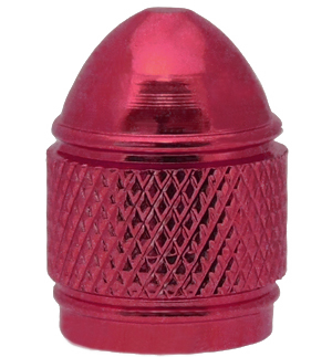 Domed, Ribbed Red Metal Valve Cap