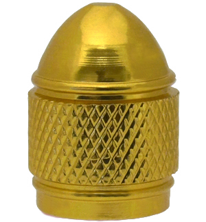 Domed, Ribbed Yellow Metal Valve Cap