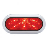 10 LED Oval Stop, Turn & Tail Light w/ Bezel - Red LED/Red Lens