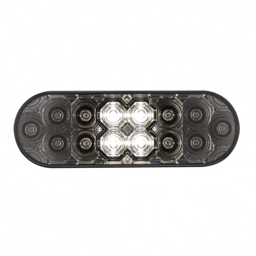 6” Oval Combo Light with 14 LED Stop, Turn & Tail Light & 16 LED Back-Up Light - Red LED/Clear Lens