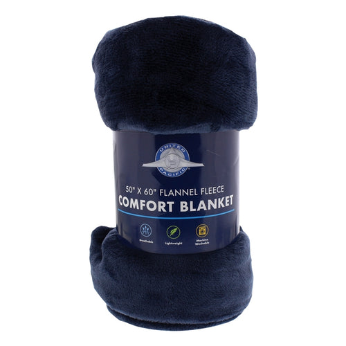 50” x 60” Flannel Fleece Comfort Blanket - Navy Blue