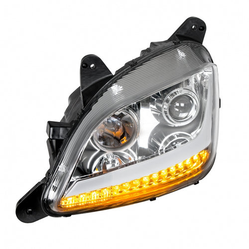 Chrome Projection Headlight With LED Position Light & Signal For 2012-2021 Peterbilt 579- Driver