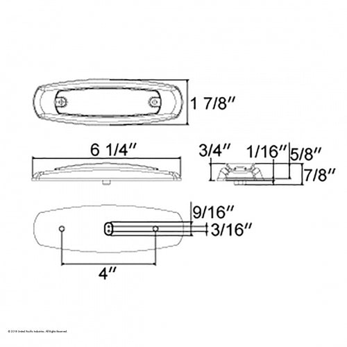 16 LED "GLO" Rectangular Clearance/Marker Light w/ Bezel - Red LED/Red Lens