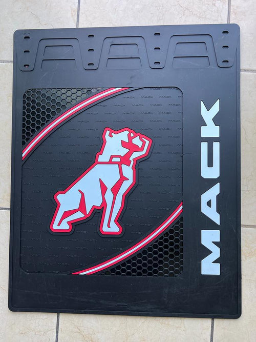 Mud Flap 24” X 30” Mack Letter, Color Black Logo White & Red Mesh "Pair"