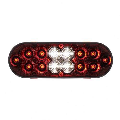 6” Oval Combo Light with 14 LED Stop, Turn & Tail Light & 16 LED Back-Up Light - Red LED/Red Lens