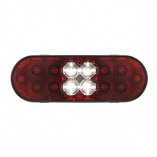 6” Oval Combo Light with 14 LED Stop, Turn & Tail Light & 16 LED Back-Up Light - Red LED/Red Lens