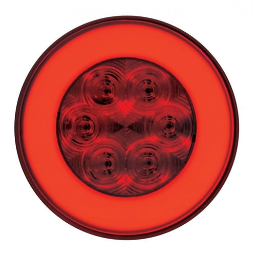 4 Inch Round Glolight Trailer Tail Light- S/T/T - Led - Submersible - 21 Diodes - Red Lens