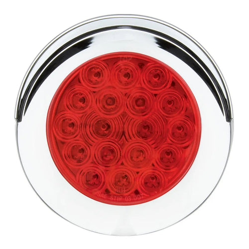4″ Fleet Flat Surface Mount LED Light with Chrome Twist & Lock Bezel Red/Red