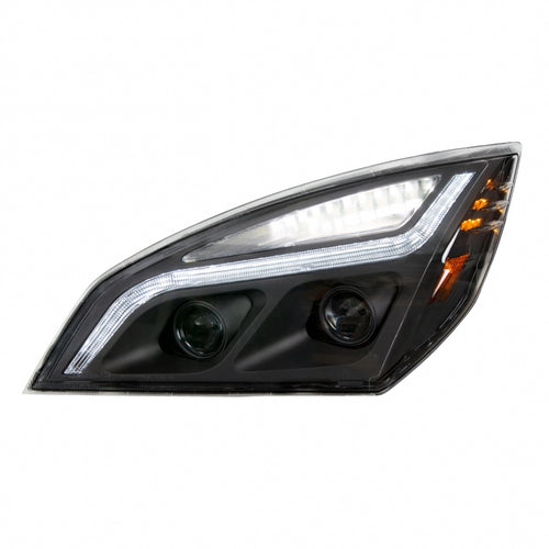 Black LED Projection Headlight With LED Position Light For 2018-2024 Freightliner Cascadia - Driver