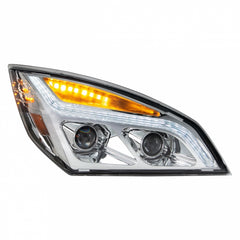 Chrome LED Projection Headlight With LED Position Light For 2018-2024 Freightliner Cascadia - Passenger