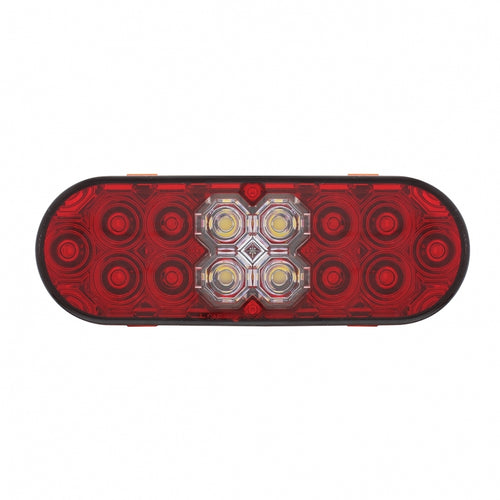 6” Oval Combo Light with 14 LED Stop, Turn & Tail Light & 16 LED Back-Up Light - Red LED/Red Lens