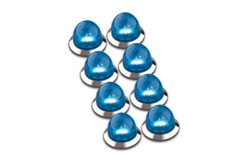 3/4" Mini Watermelon Hero LED Light - Blue Light / Clear Lens, 8 Pack