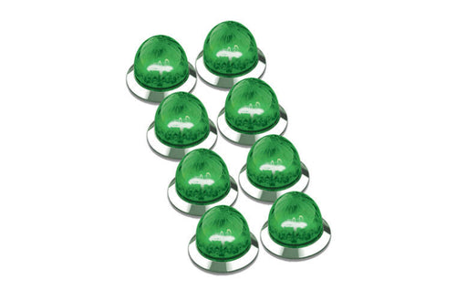 3/4" Mini Watermelon Hero LED Light - Green Light / Clear Lens, 8 Pack