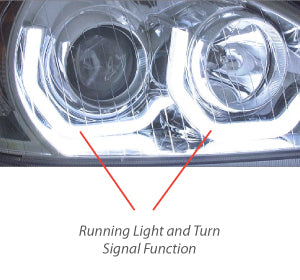 Black Headlight (Freightliner Columbia) W/ LED Light Bar