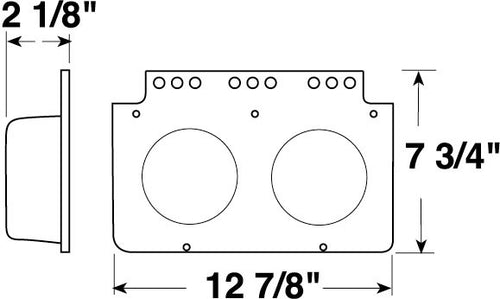 Peterson Module Box for 4" Round Lights, 2 Lights, 12.875″ X 2.125″