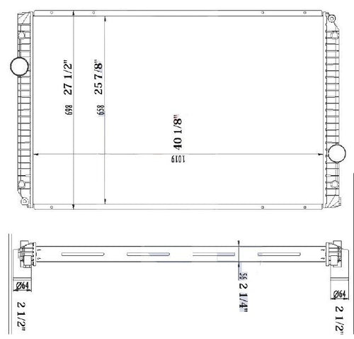 Radiator Plastic Tank, Aluminum Core 2009 fits International LoneStar; 04-07 fits 8600 SBA/ 9400i SBA/ 9900i/ 9900ix; 04-09/11  9200i SBA; 08-10  5900i SBA; 08-14