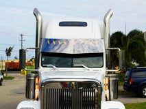 20” To 18” Visor V-Style Fits Freightliner Classic And Fld Condo 10 Hidden Lights Hole Stainless Steel