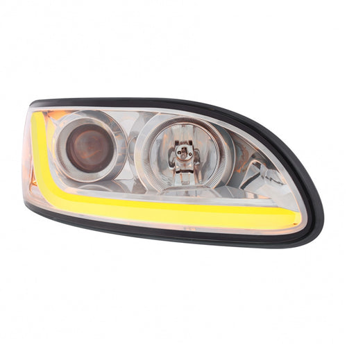Projection Headlight with Dual Function LED Light Bar fits Peterbilt 325, 330, 335, 337, 340, 348, 382, 384, 386, 387