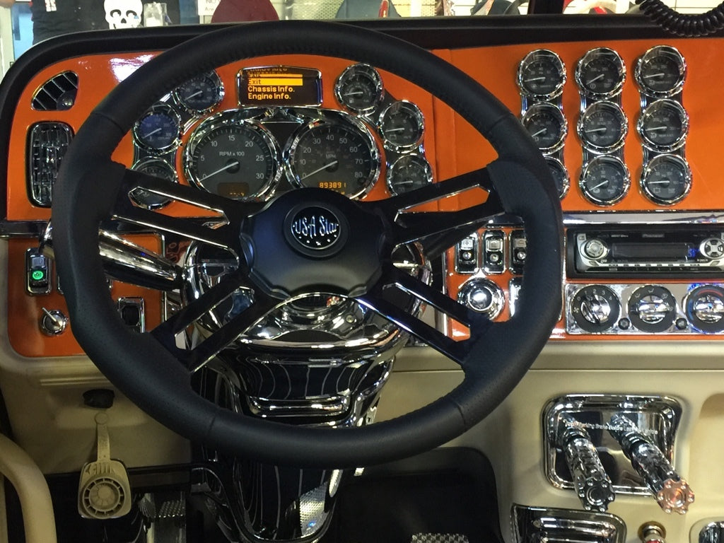 2006+ Peterbilt Small Gauge Cover w/ Visor Copy - Texas Chrome Shop 2006+ Peterbilt Small Gauge Cover w/ Visor Copy - Texas Chrome Shop