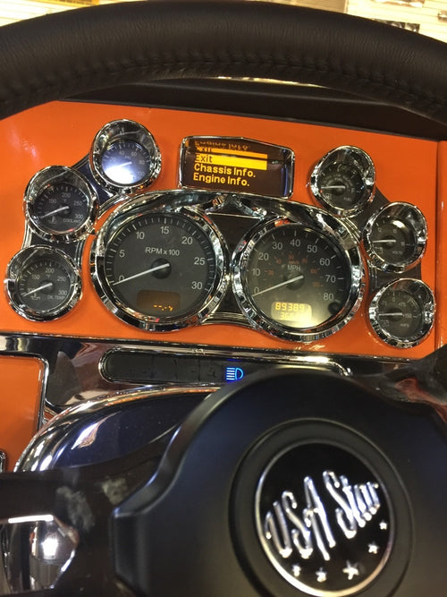 Center Dash 3 Gauge Cluster Bezel With Visor For 2006+ Peterbilt