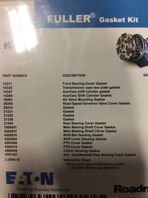 Fuller Tran.  Bearing Kits Model # 11908Ll / 14908Ll W/Old Design W/40Mm Mainshaft Trk-3256