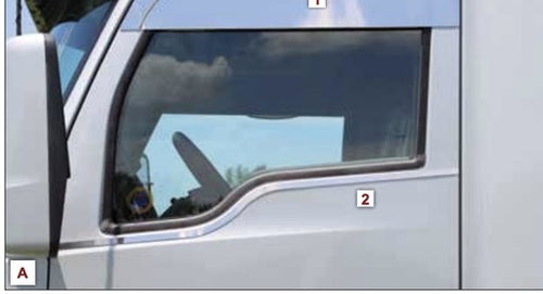 Upper Door Under Window Trims Pair Stainless Steel fits Kenworth T680, T880