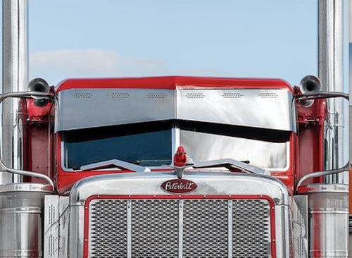 13” to 9” Visor Fits Peterbilt 357,378,379,386,389 Series Bowtie With 6 Hidden Light Hole S.Steel