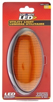 LED yellow porch light, black housing, no switch, clam